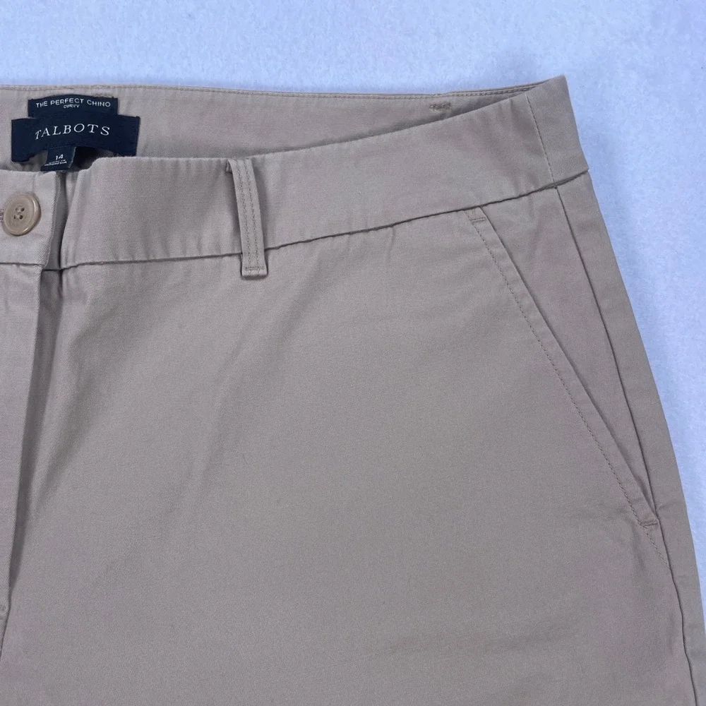 Talbots The Perfect Chino Curvy Tan Khaki Straight Leg Cotton Pants Womens 14